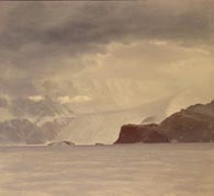 antarctic images, Images of antarctic paintings, United States Antarctic Program, National Science Foundation Antarctic Artist and Writers Program, Artist working in Antarctica, Gatlin Glacier and Ice fall Antarctic Paintings Paintings of Antarctica, Images of Mount Erebus, White Island 